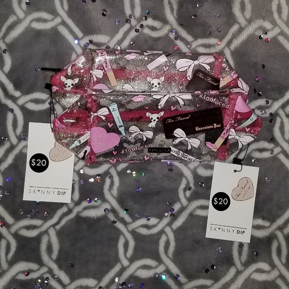 Too Faced Makeup Bag Glitter Dog New
